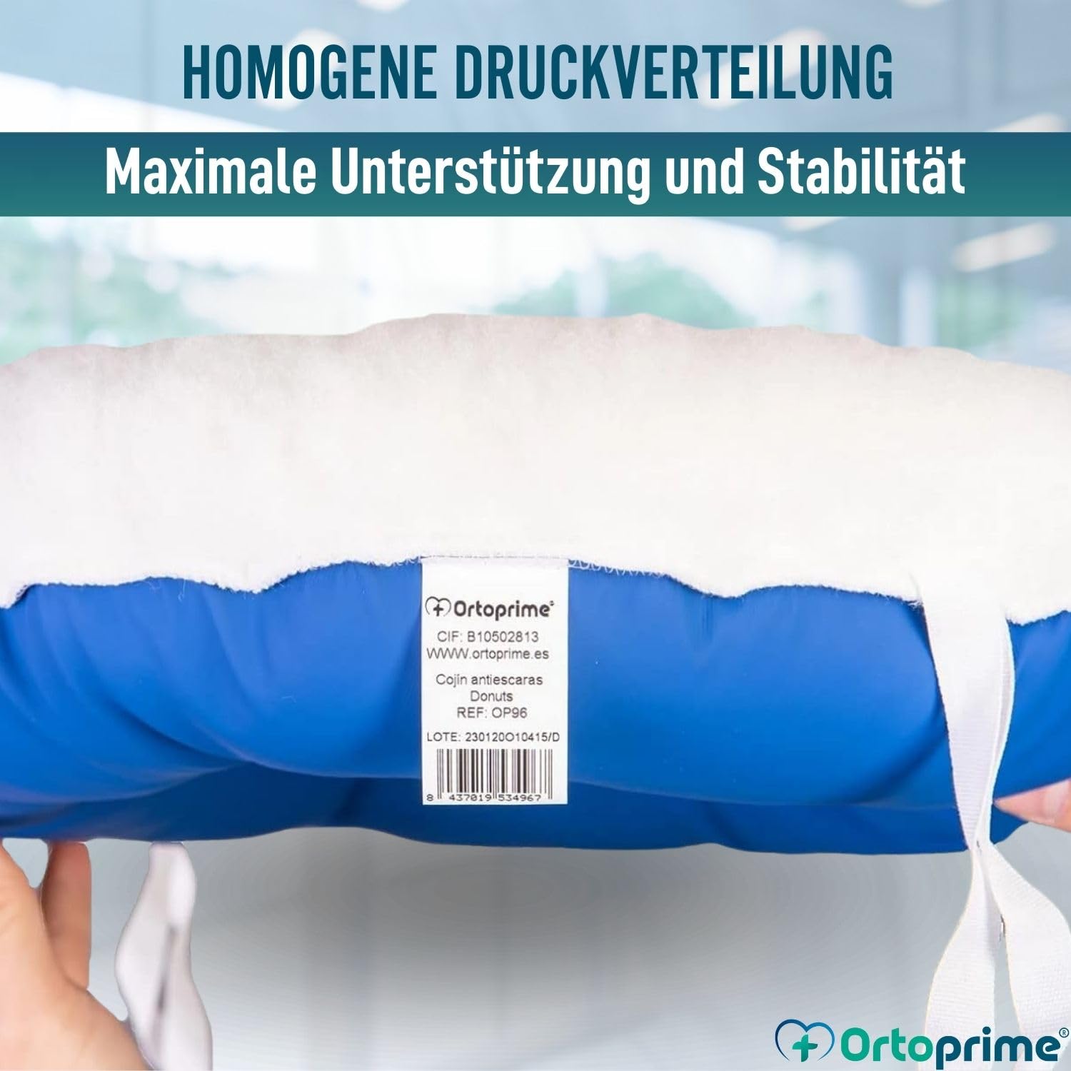 OrtoPrime Dekubitus Sitzkissen rund mit Aussparung - Antidekubitus Sitzring als Rollstuhlkissen - Ergonomisches Kissen für Rollstuhl - Büro - Auto - Zuhause