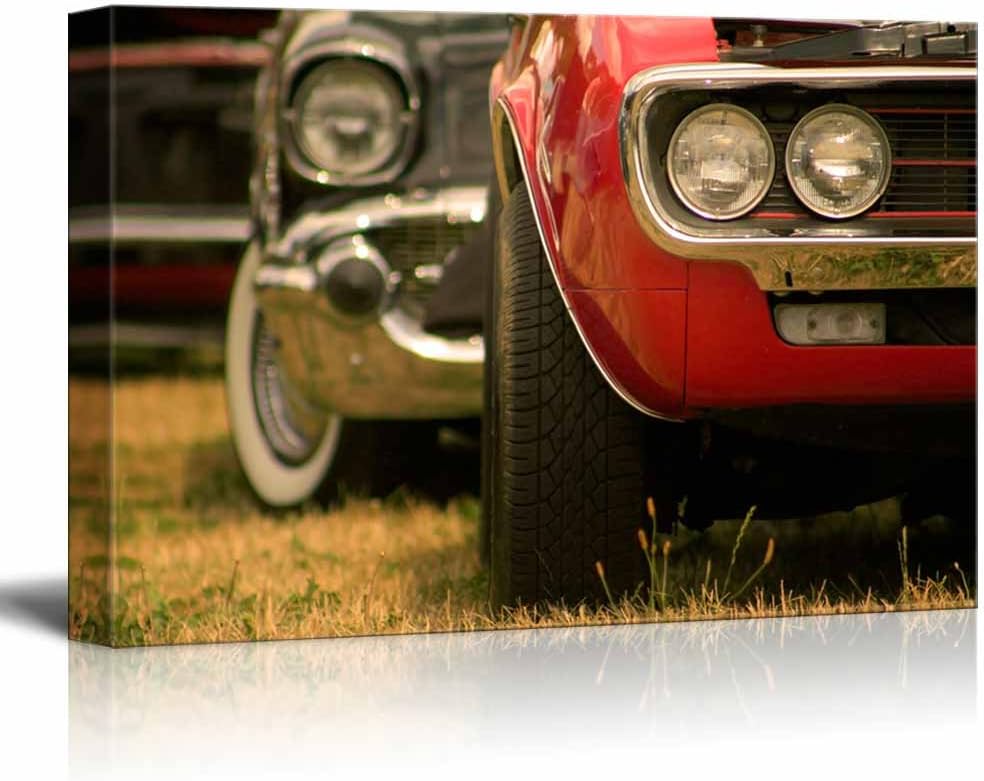 Impresión en lienzo para pared  ClosUp Shot of Muscle Cars Estilo VintageRetro  Moderna decoración de pareddecoración del hogar Galería estirada de