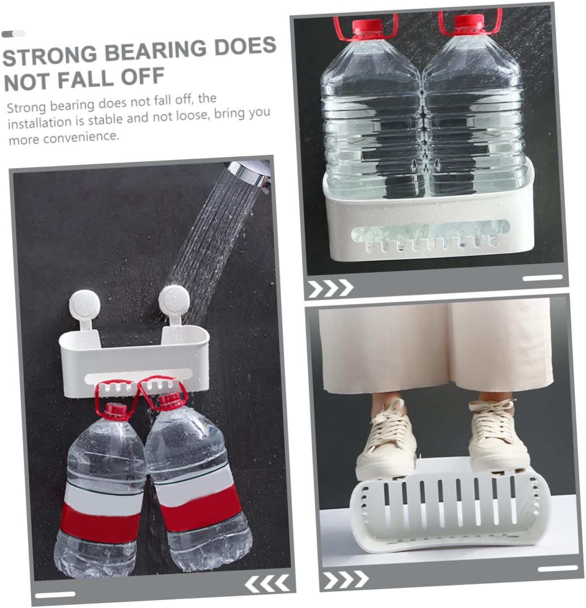 LIFKOME Suction Cup Bathroom Organizer Rack Strong Vacuum Wall-mounted Storage Shelf Waterproof Adhesive Shower Organizer for Bathroom and Kitchen 1-piece Draining Design