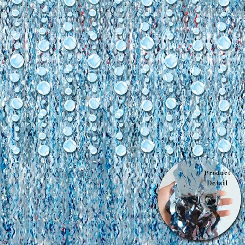 Blue Wave Shaped Streamers Ocean Themed Tinsel Foil Fringe Curtai...