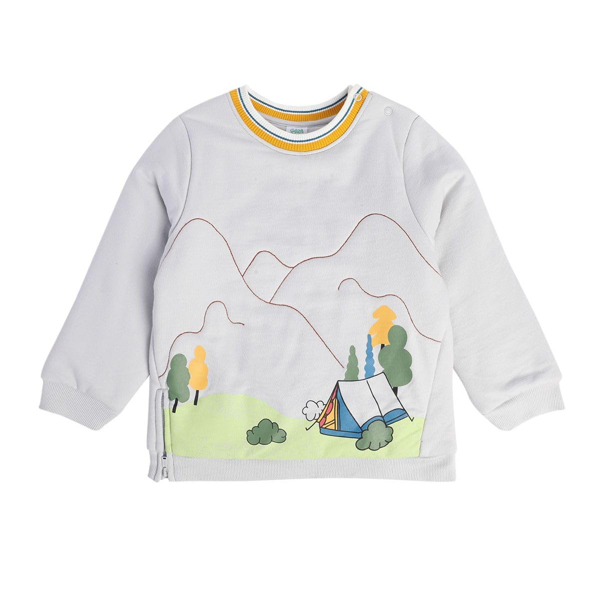 Mini Klub Boys Round Neck Full Length Knitted Cotton Sweat Shirt (Grey Color)-picture-18