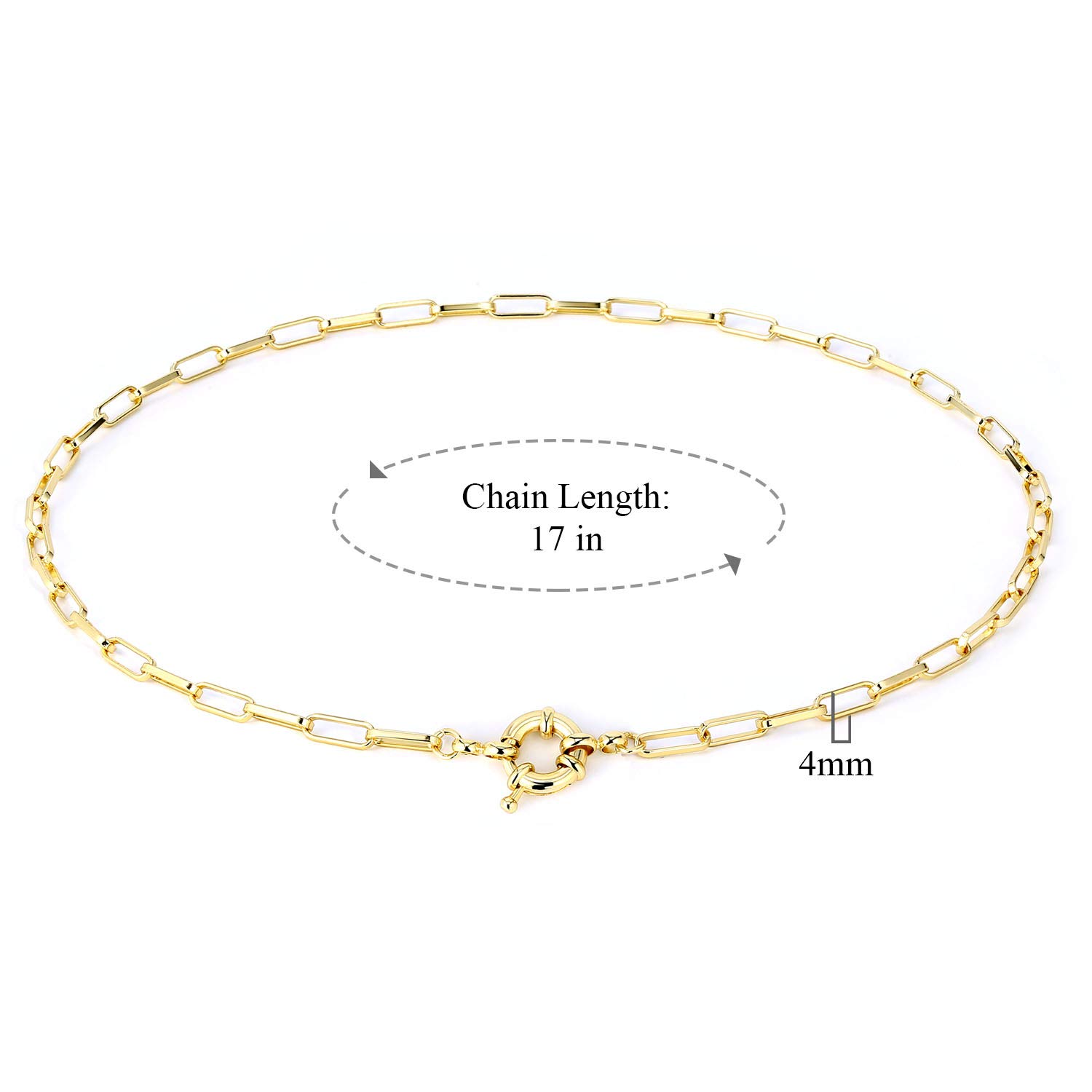 BOUTIQUELOVIN 14K Gold Plated Lock Necklace for Women Paperclip Link Chain Padlock Necklace Non-Tarnish