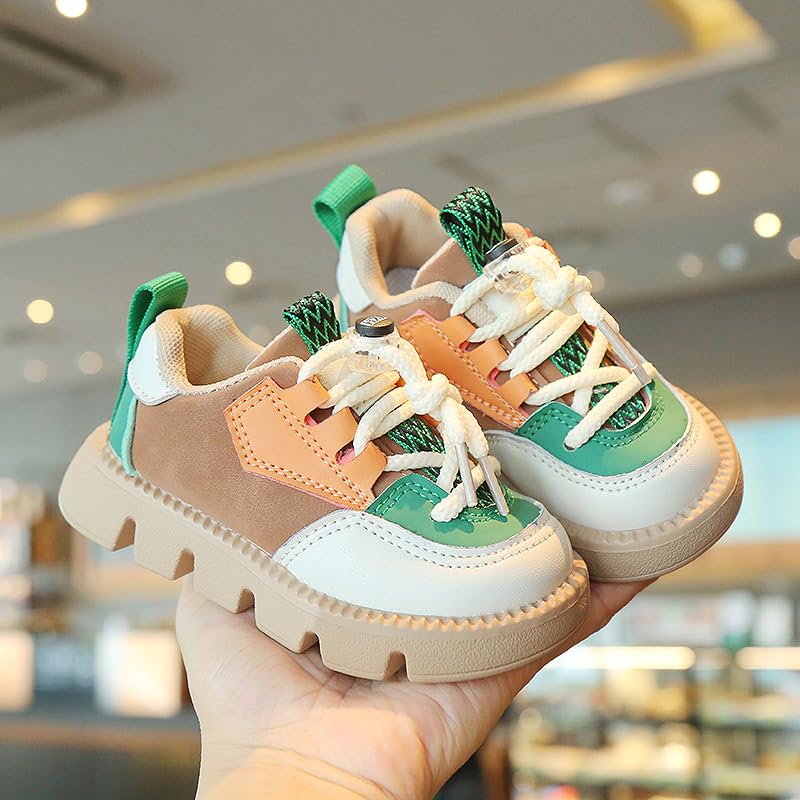 Kids Fashion Sneakers, Chunky Platform Sole, Pink Mint Color Block Design, Casual Athletic Walking Shoes3
