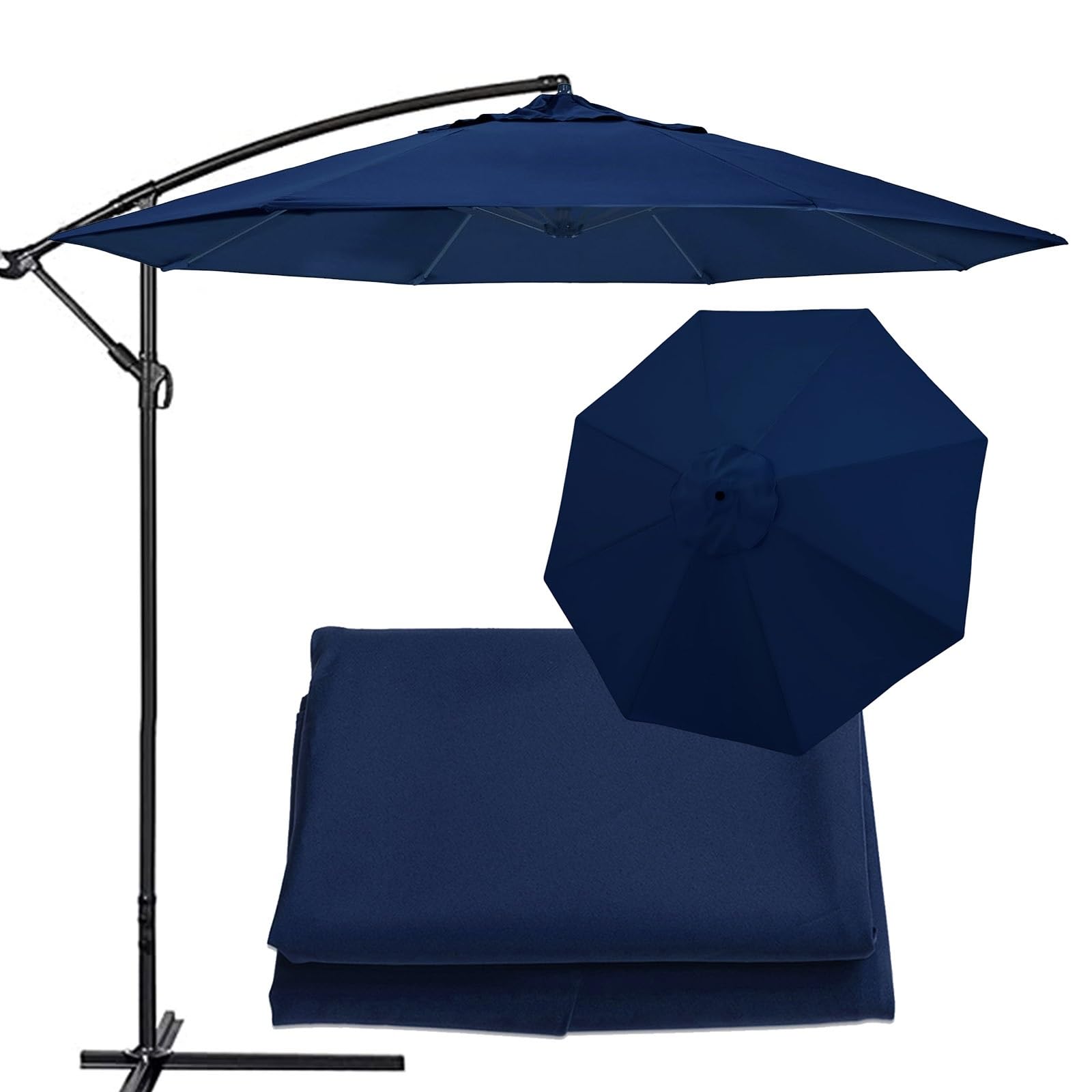 Garden Replacement Parasol Canopy 9ft 10ft 6 Arms 8 Arms Patio Umbrella Replacement Fabric Cover, Umbrella Top Replacement Cloth, For Standard, Cantilever & Balcony Parasols(Thickness:Navy blue,Size:9