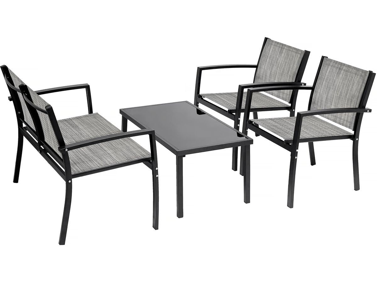 Salon de Jardin Bas Lino - 4 Places - Gris