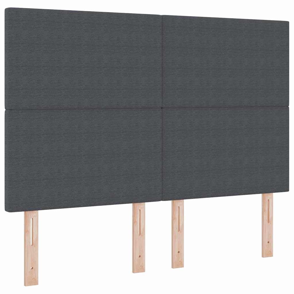 Cabecero gris oscuro de 160 cm, tejido acanalado, diseño moderno, regulable en altura 118/128 cm, estructura de madera maciza de pino, cómodo respaldo para dormitorio, habitación juvenil y