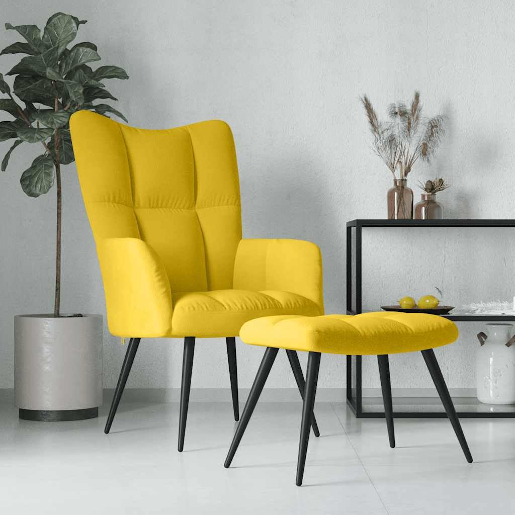 vidaXL Poltrona Relax con Sgabello in Velluto Giallo Senape
