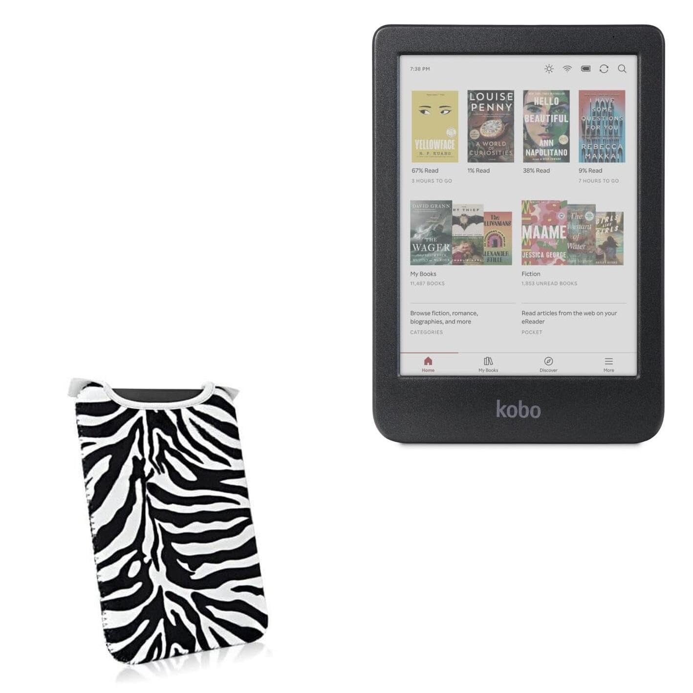 BoxWave Case Compatible with Kobo Clara Colour - Zebra Plush SlipSuit, Animal Print Padded Soft Sleeve