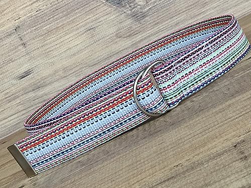 Colorful Unisex Woven Belt, D Ring 1.5" Canvas belts, Cotton Webbing Belt for all Seasons, Gift For Women or Men, 7