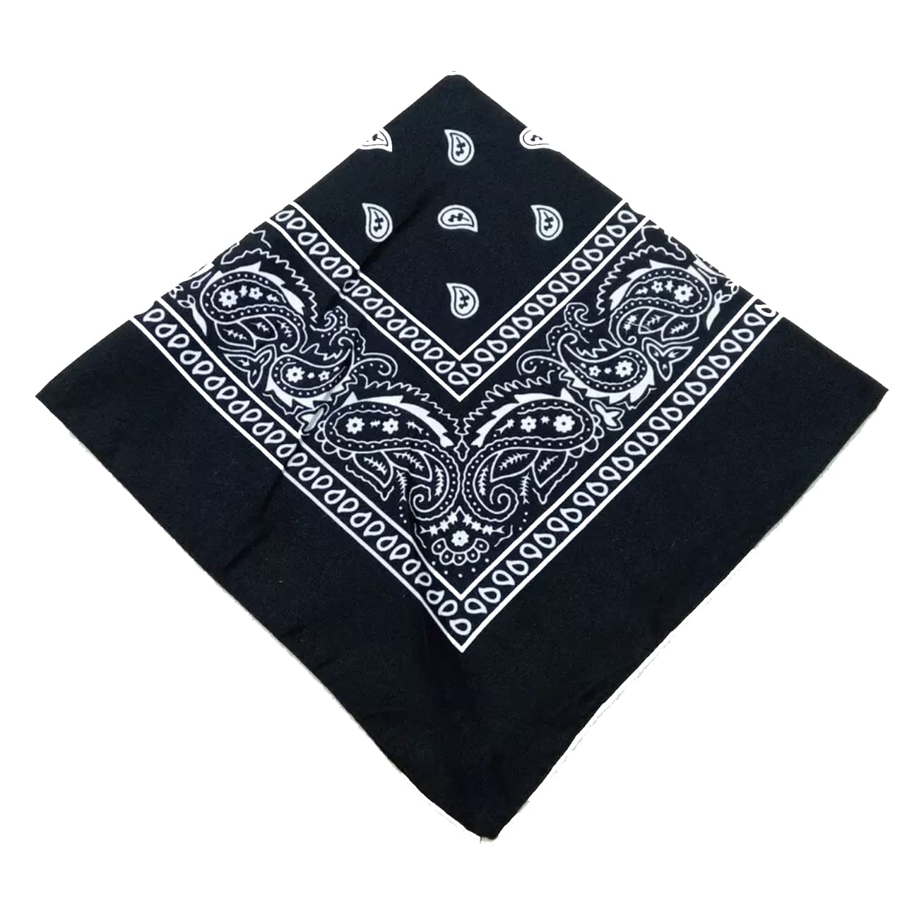 Shoes Lane® Cotton Bandana Paisley Mouth Protection Neckwear Head Scarf Wrap Band (Black)