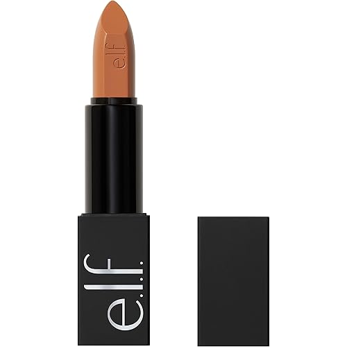 e.l.f. O Face Satin Lipstick, Richly Pigmented, Nourishing & Long-Lasting Creamy Lipstick, Infused With Jojoba, Vegan & Cruelty-Free, Hustle