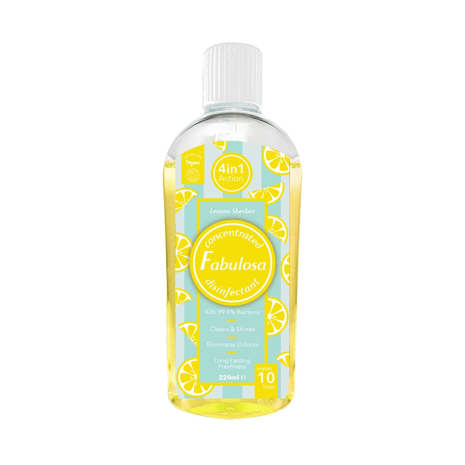 Fabulosa 4 in 1 Concentrated Antibacterial Disinfectant All Purpose Cleaner, 220ml, Individual, Lemon Sherbet