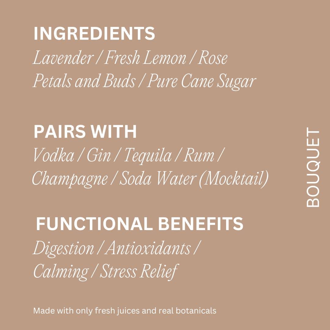 WithCo Bouquet Gimlet Craft Cocktail Mixer with Lemon, Lavender, and Rosewater Makes 10 Drinks Just Add Gin, Vodka or Tequila or drink as a mocktail with soda water thumbnail 3