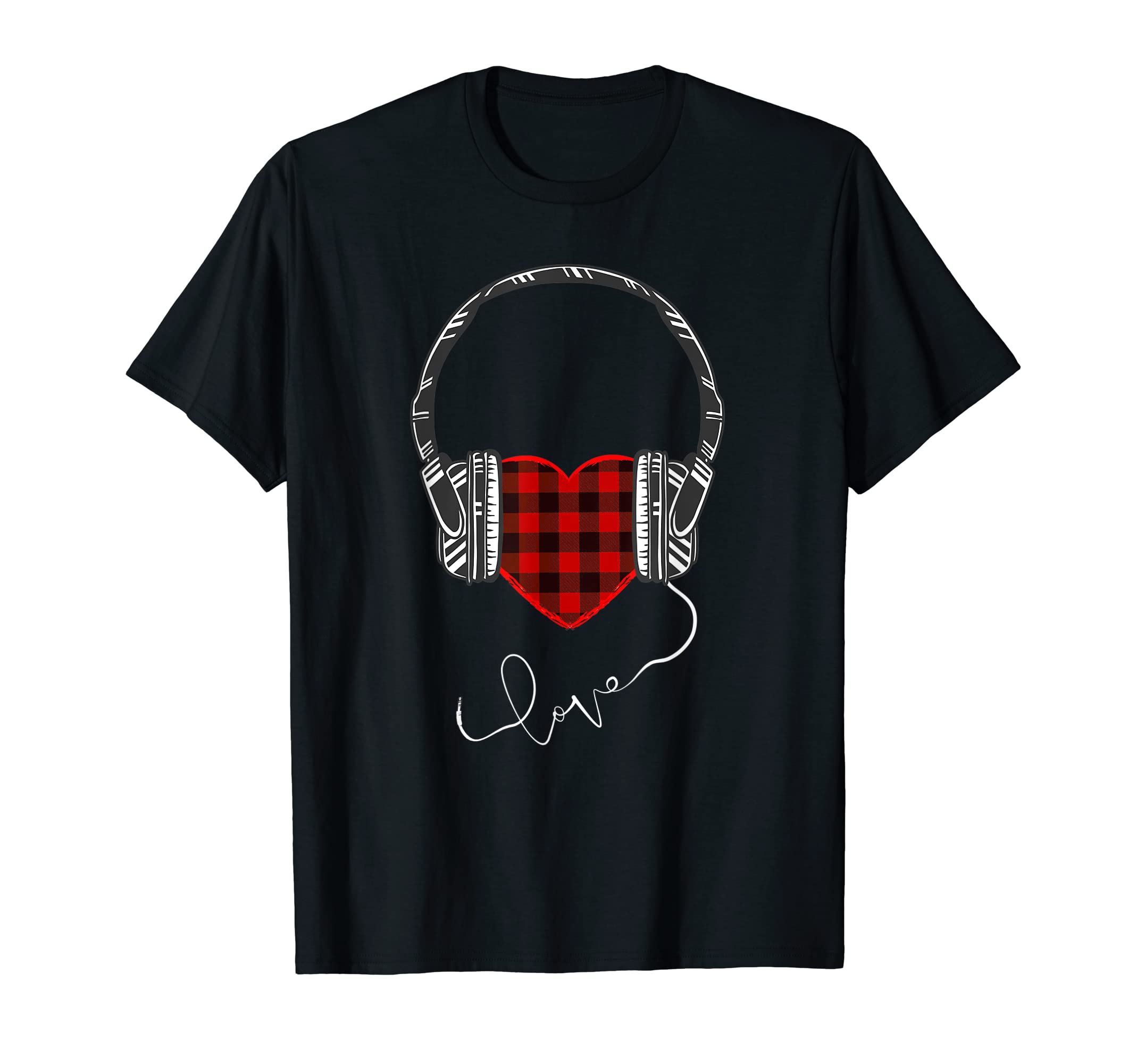 Valentines Day Heart Music Love Musician Headphones Gift T-Shirt