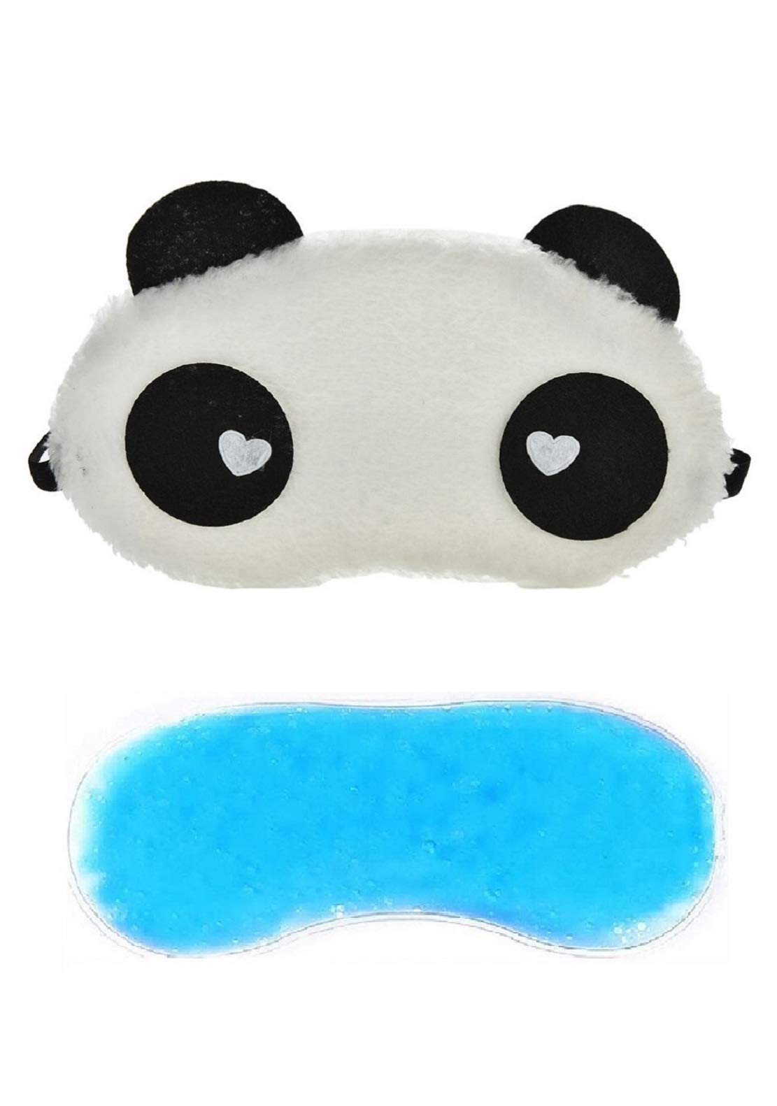 Jenna Fur Sleeping Eye Mask For Insomnia, Meditation, Puffy Eyes And Dark Circles Panda Wh,Black