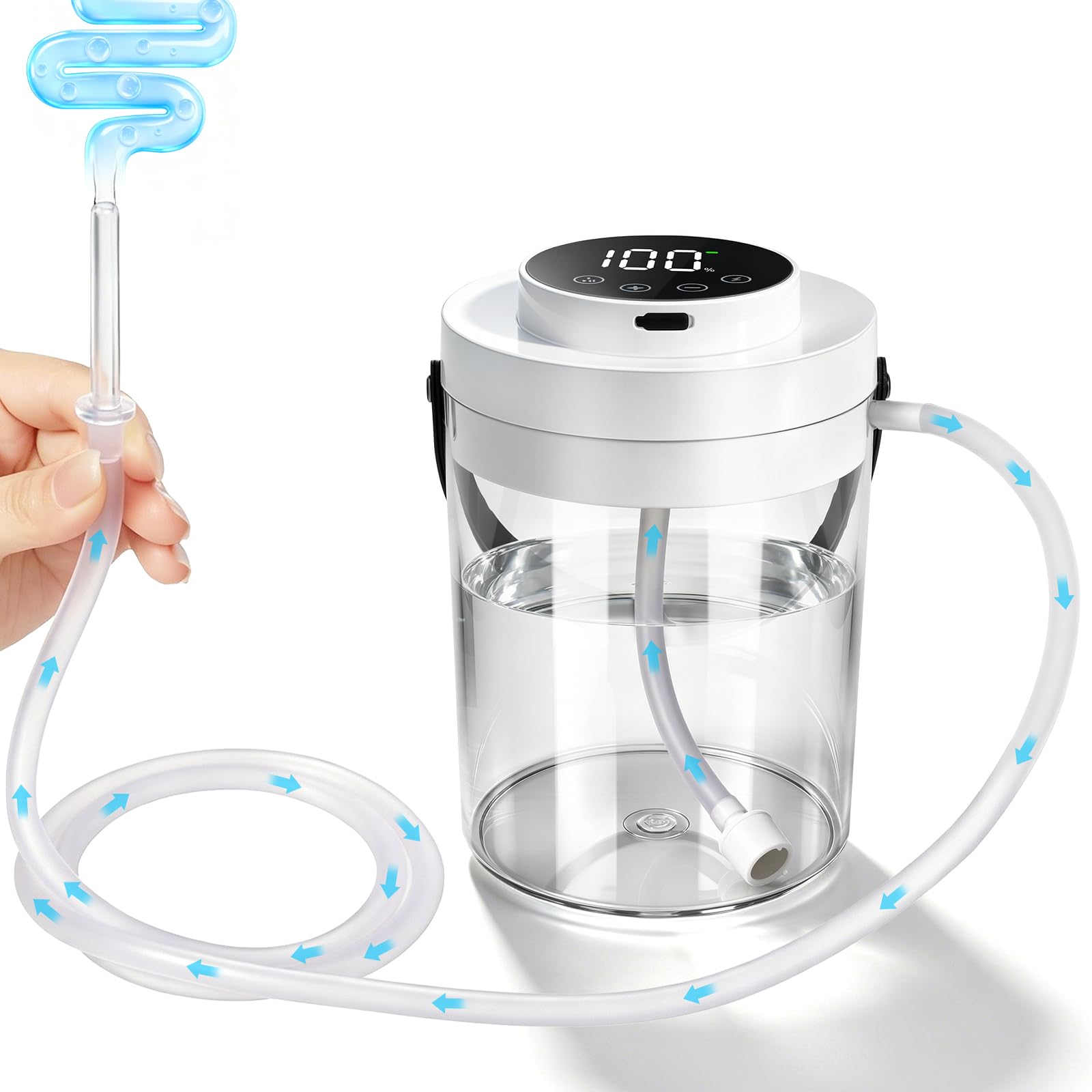 Impianto di irrigazione intestinale elettrico per uso domestico, dispositivo clistere con serbatoio acqua 1,5L, regolazione del flusso su 100 livelli - per clisteri semplici a casa