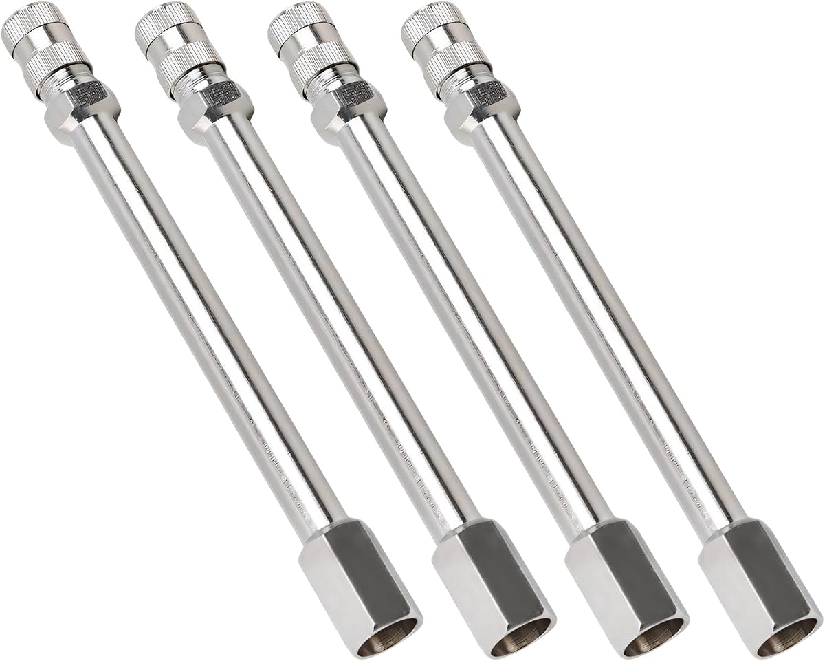 4 PCS Valve Stem Extenders, 100mm 4 Inch Straight Auto Tire Valve Extension Rod Stem Caps, Leak-Proof Chrome Air Tire Stems Extender for Cars Trucks RVs Motorcycles