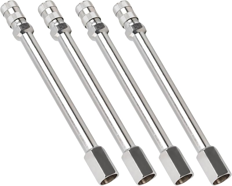 4 PCS Valve Stem Extenders, 100mm 4 Inch Straight Auto Tire Valve Extension Rod Stem Caps, Leak-Proof Chrome Air Tire Stems Extender for Cars Trucks RVs Motorcycles