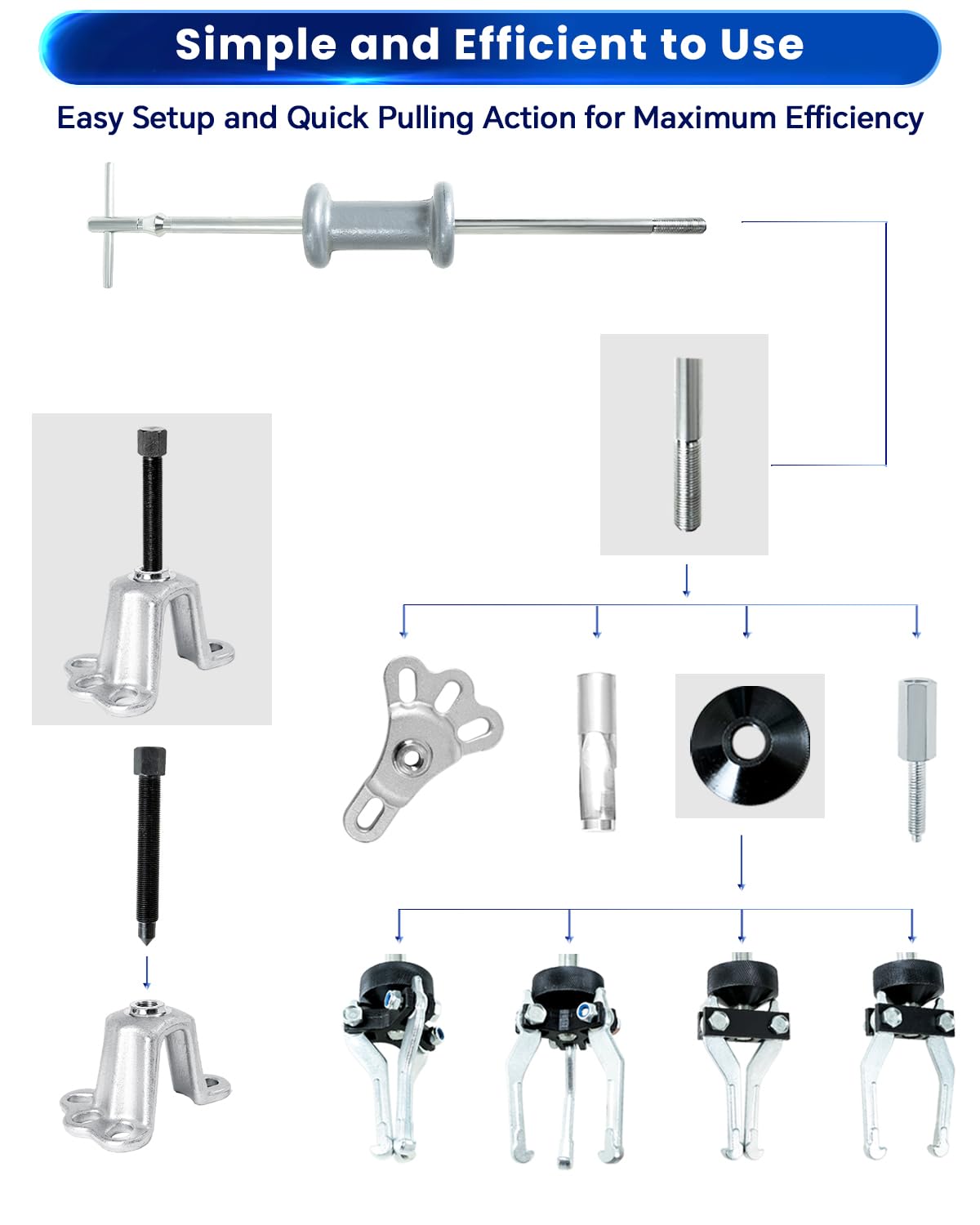 ATPEAM Juego de 19 Piezas Extractor de Rodamientos con Martillo Deslizante y Alta Garra Universal para Coches y Camiones