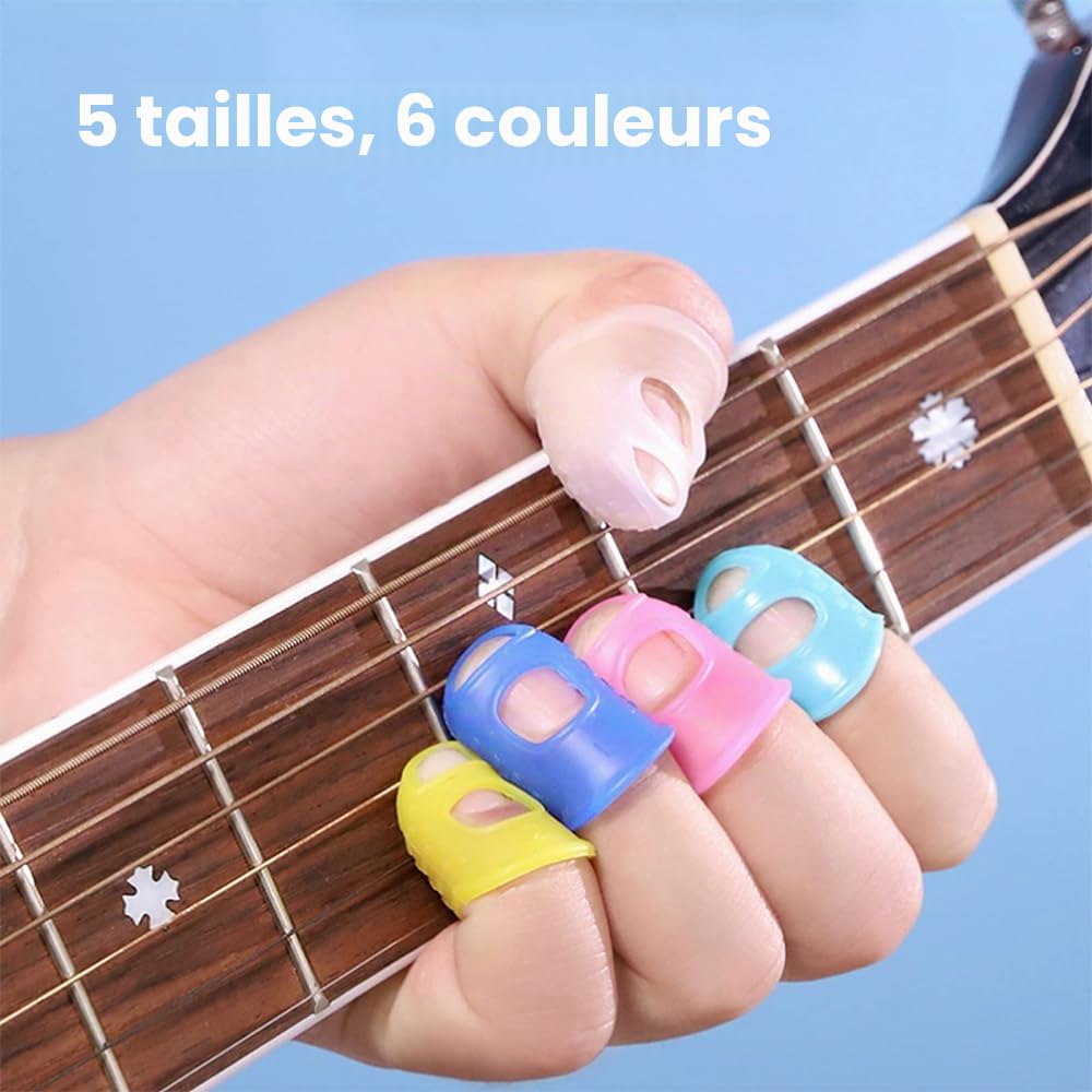30 Pièces Protections Doigts Silicone pour Guitare - Capsules Antidérapantes Réutilisables Découpées Respirantes