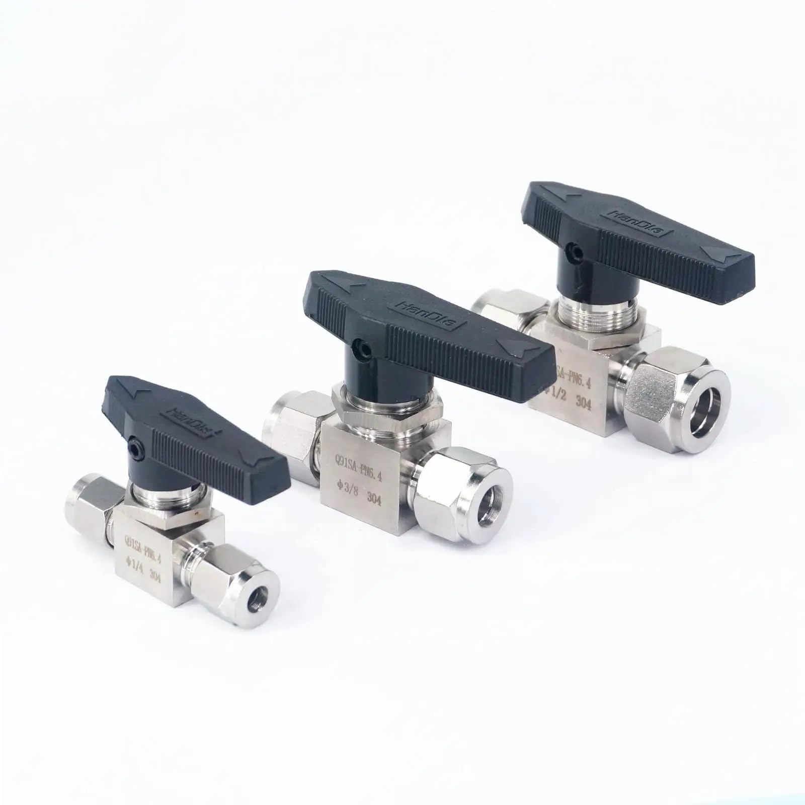 Vanne arrêt boisseau sphérique pour montage tube 8mm réseau air eau inox
