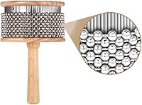 Vista 5 de Heysland Cabasa de madera instrumento musical de percusión de metal con cuentas de cadena y cilindro Pop Hand Shaker para banda educación musical