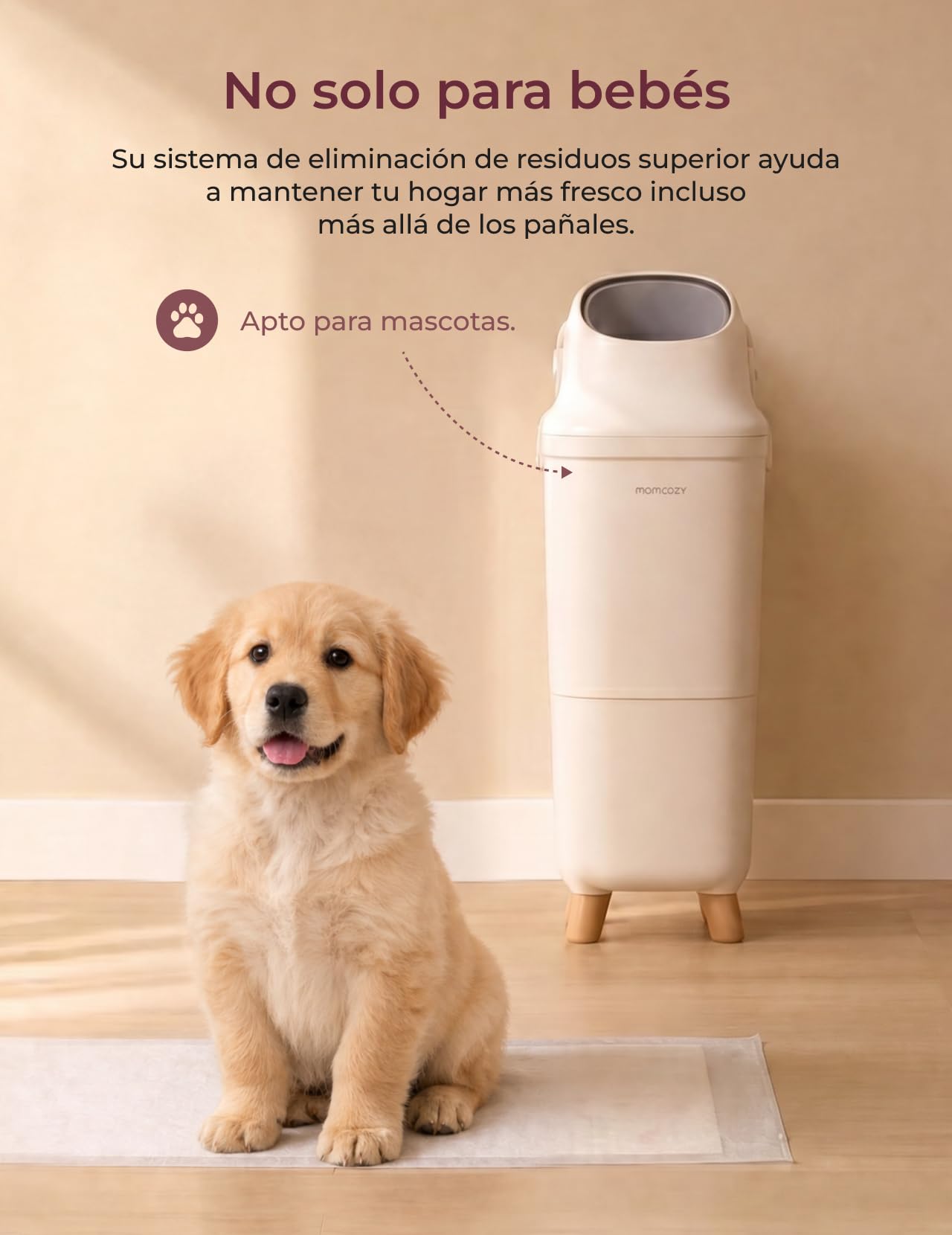 Momcozy Papelera Pañales Bebe para Control de Olores, Basura Pañales Bebe de Gran Capacidad con Ventana Amplia de Visualización, Cierre de Seguridad Infantil, Compatible con Bolsas de Basura Estándar