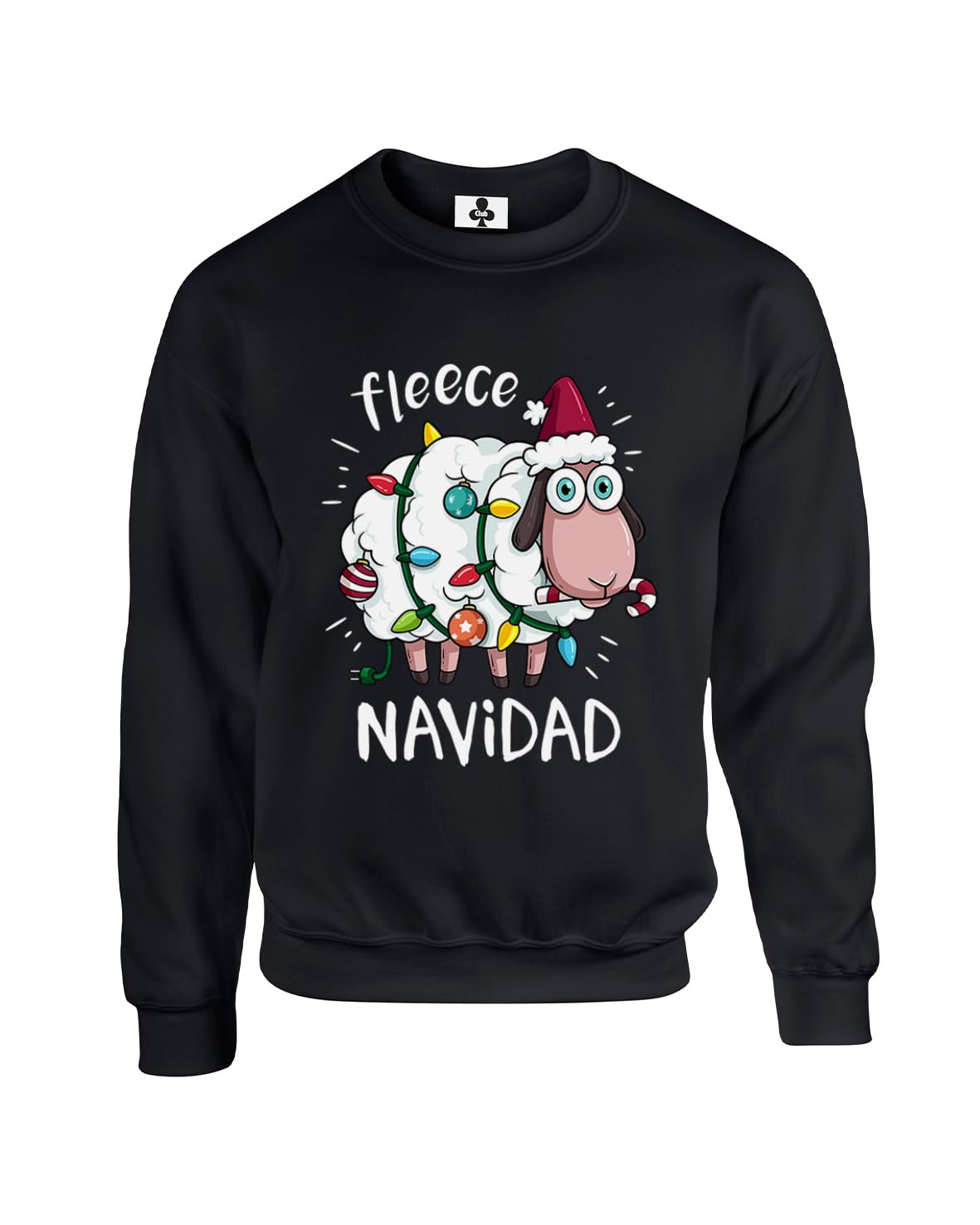 Taylor Brown Unisex Black Christmas Lights Sheep, Fleece Navidad, Meme Novelty Iconic Silly Weird Xmas Joke Funny Adults Sweatshirt Jumper