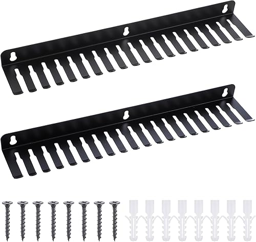 2 piezas de ganchos de cable para montaje en pared, estante para cables con 19 ranuras para cables, organizador de cables de música, estante de