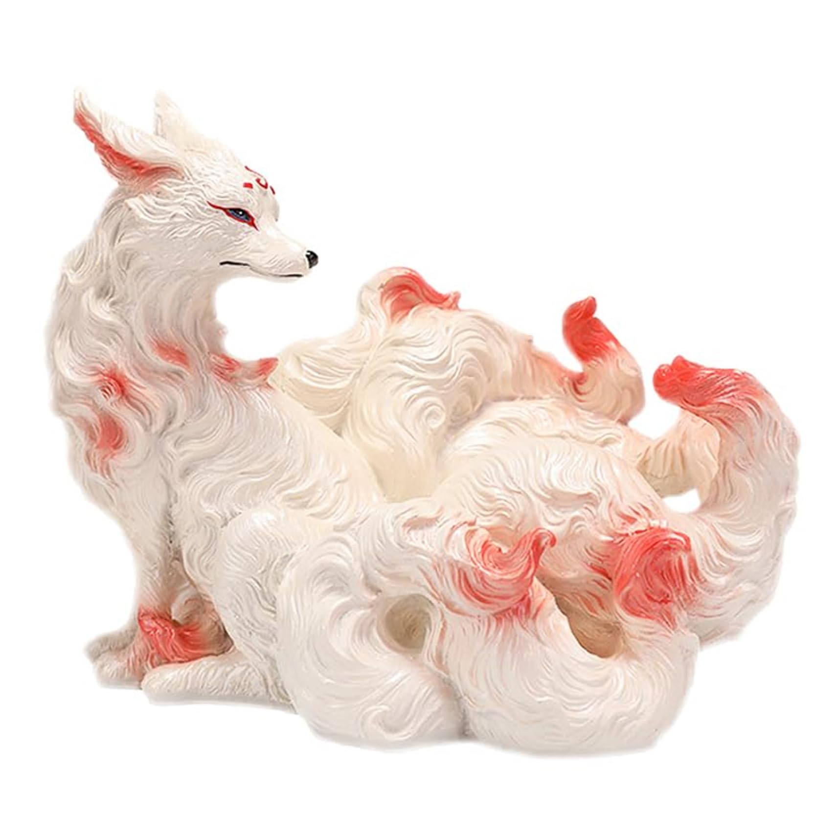 Hotainoys Fox Statue Cute Nine Tailed Fox Figurine Resin Garden Statue Decoration Beautiful Symbolism for Home Outdoor Lawn Yard Patio Figurine