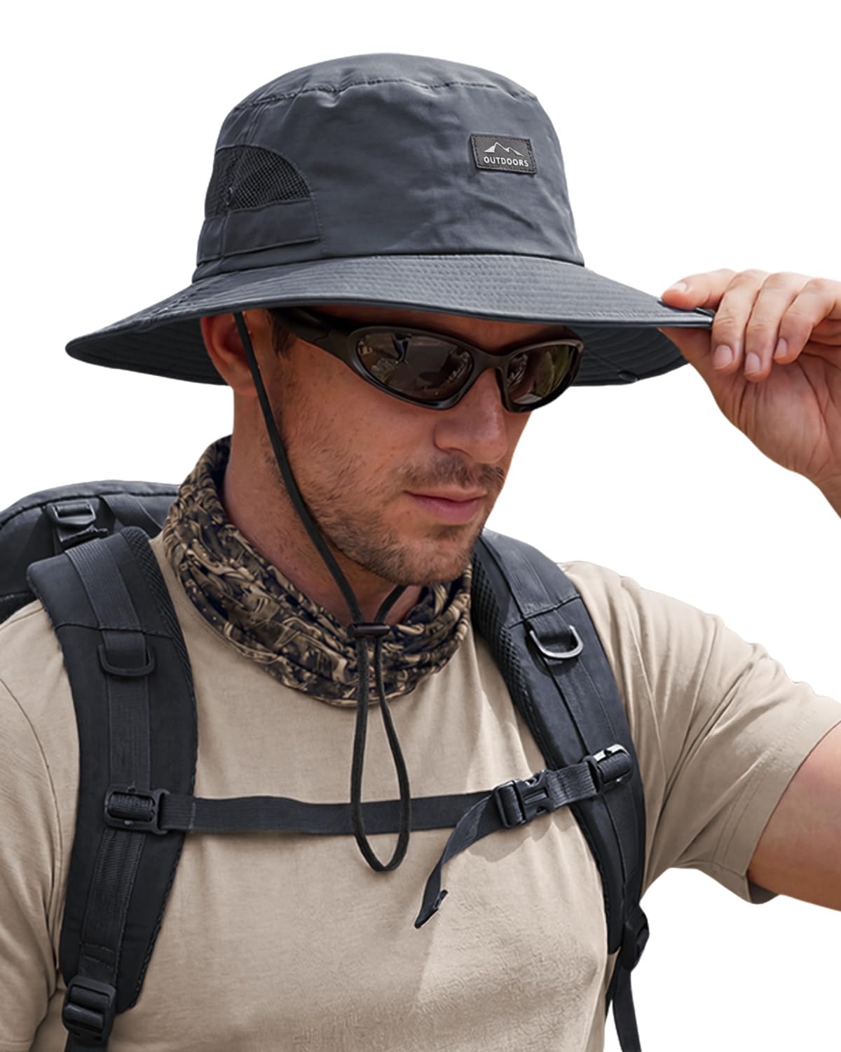 Hat Hut Unisex Dark Grey Hiking Hat, Upf 50+ Wide Brim Sun Bucket Hats For Men Women, Uv Protection, Fishing Outdoor Safari (Uk, Alpha, One Size, )