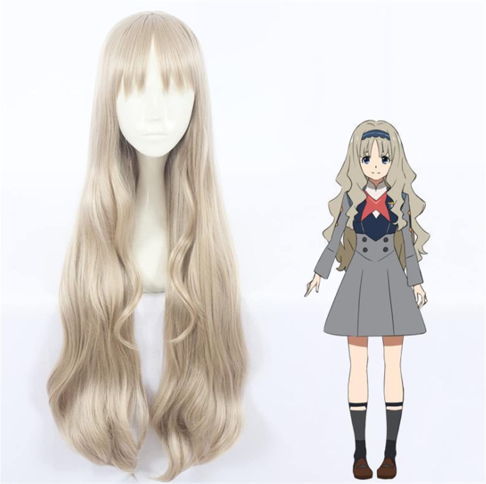 Anime DARLING in the FRANXX 02 ZERO TWO Long Wig Cosplay Wig Role Play Pink Color Cos Wig (Color : KOKORO, Size : One Size)