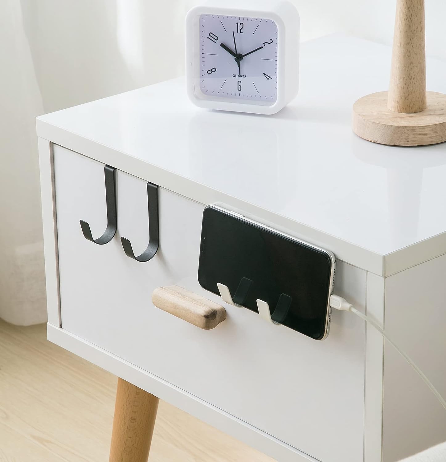 eywlwaar Over The Cabinet Door Single Hooks 5 Pack (Black) Fit for 3/4 inch Doors (Thickness Over 0.8Inch is Not Suitable - Image 4