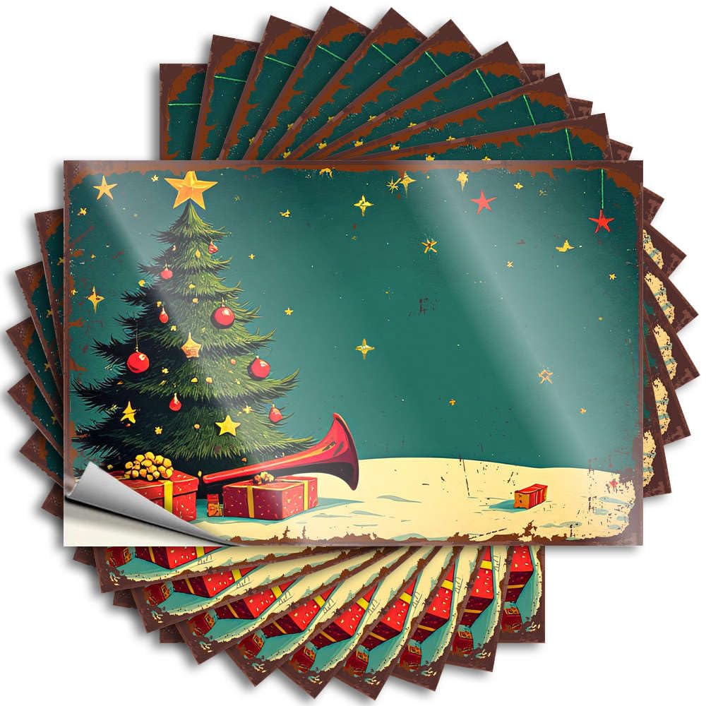 Country Decorations for Home Laptop Quote - Christmas Tree with Gifts and Decorations Girly Durable Sticker Easy Apply for Student Decor(12X18CM)