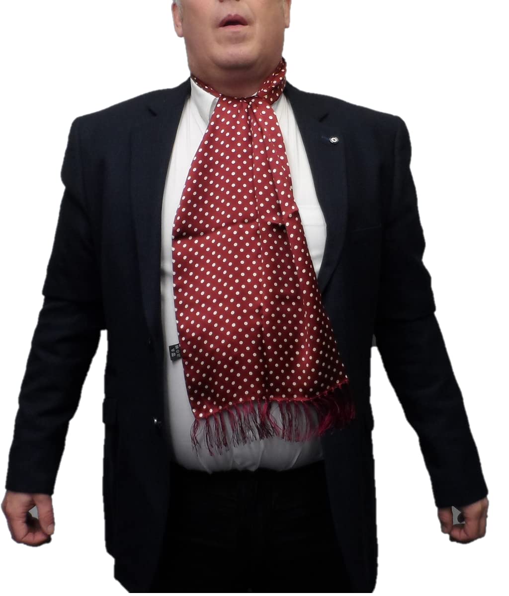 Tootal Men's Burgundy Vintage /Cream Polka Dot Scarf
