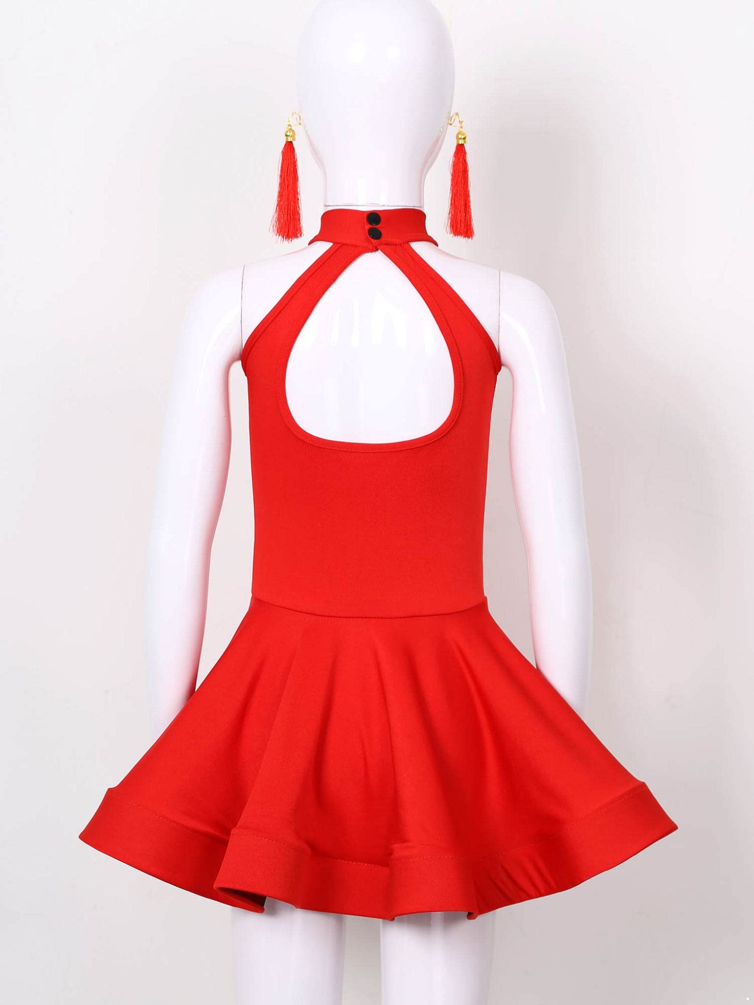 Mufeng Abito da Ballo Latino Americano Bambina Vestito Danza Classica Ballerina con Pantalocini e Orecchini con Nappe Vestito da Jazz Samba Rumba Salsa Tango