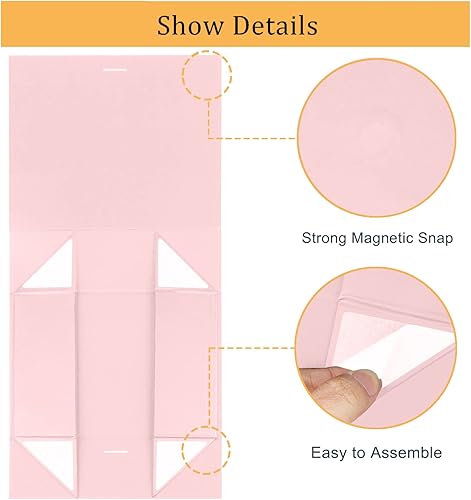 Miniatura 4 de Caja de regalo magnética rosa grande de 13 "X9" X4" con tapa y cinta para regalos