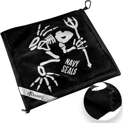 Frogger Amphibian - Toalla de golf 2 en 1 con tecnología húmeda y seca, Navy Seals, accesorio premium para bolsa de golf con clip de mosquetón,