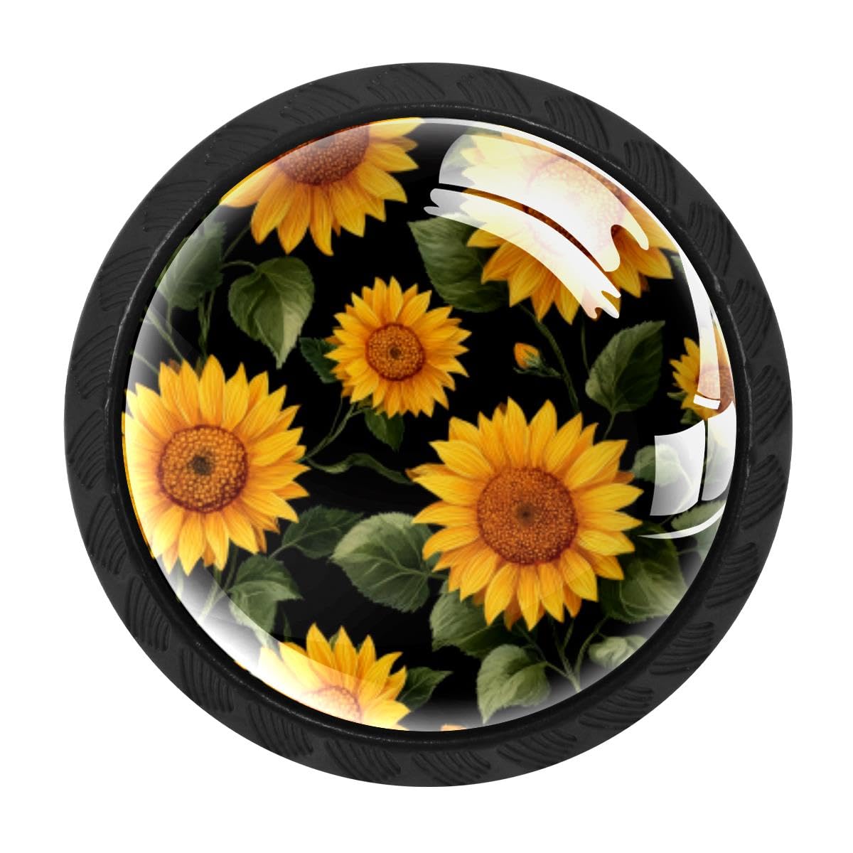 HEOEH 4 PCS Kitchen Cabinet Knobs, Sunflowers Drawer Knobs Dresser Handles