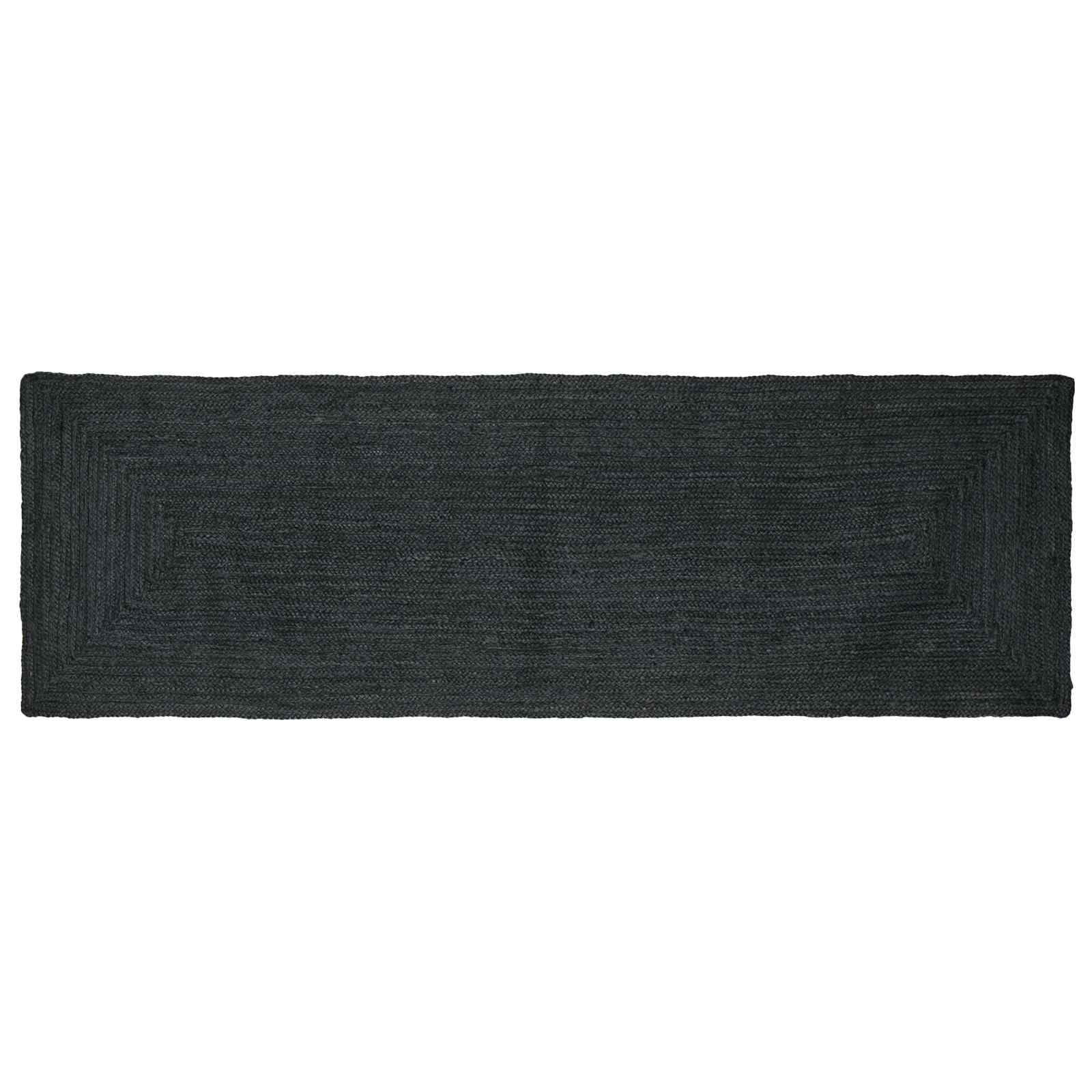 Dywan obszarowy ciemnoszary 80 x 200 cm ręcznie wykonany z juty
