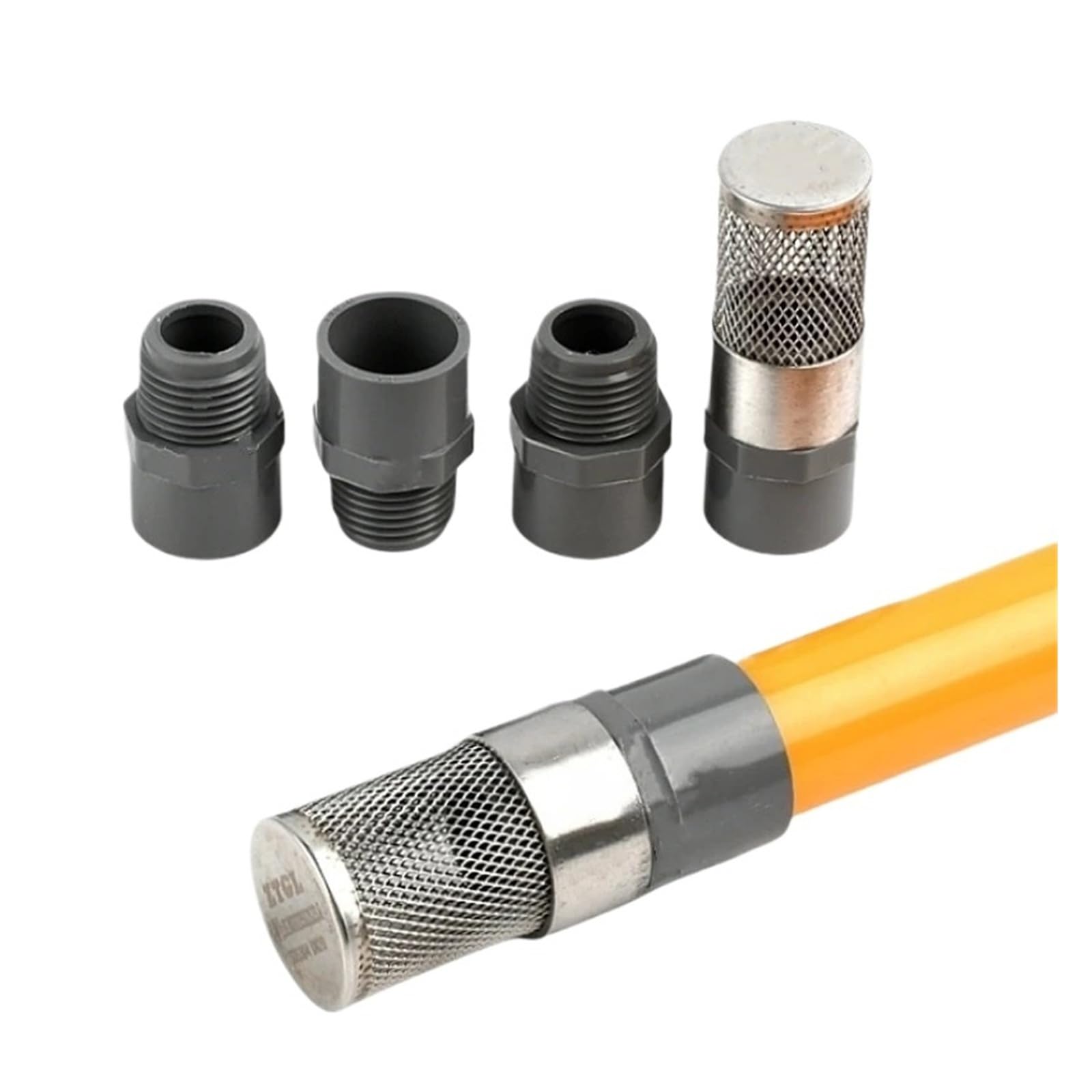 1/3 sztuk szary pcv gwint męski złącze proste nawadnianie ogrodu montaż rur filtry akwarium zbiornik na wodę zasilającą wspólne(50mm With Filter,1 piece)