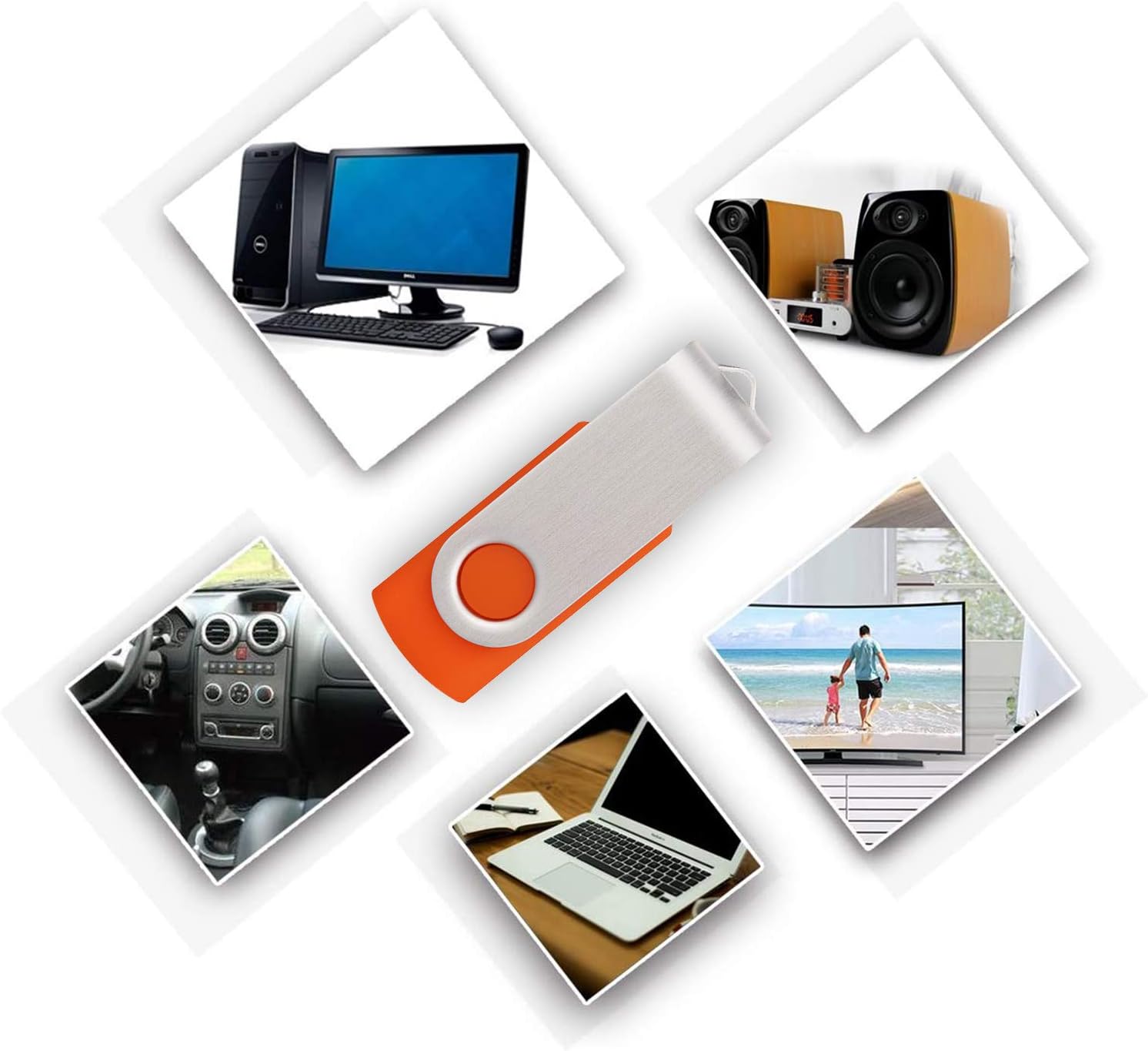 5 Pack 32GB Flash Drive, USB 2.0 Swivel Thumb Drives Bulk Memory Stick Jump Drive Pen Drive Zip Drive for Data Storage,Black/Blue/Orange/Green/Purple (32G, 5Pcs Mixed Color) - Image 8