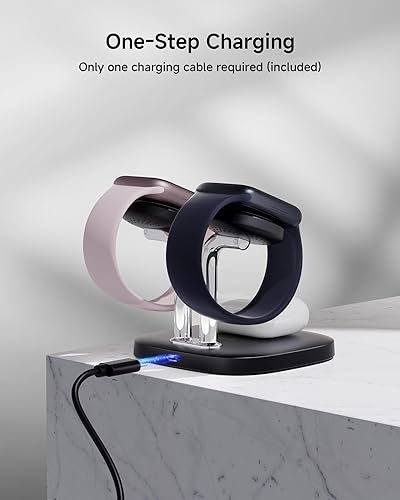 Miniatura 5 de SwanScout Soporte de cargador dual para Apple Watch, estación de carga inalámbrica 3 en 1, compatible con Apple Watch Ultra 29876532SE, base de