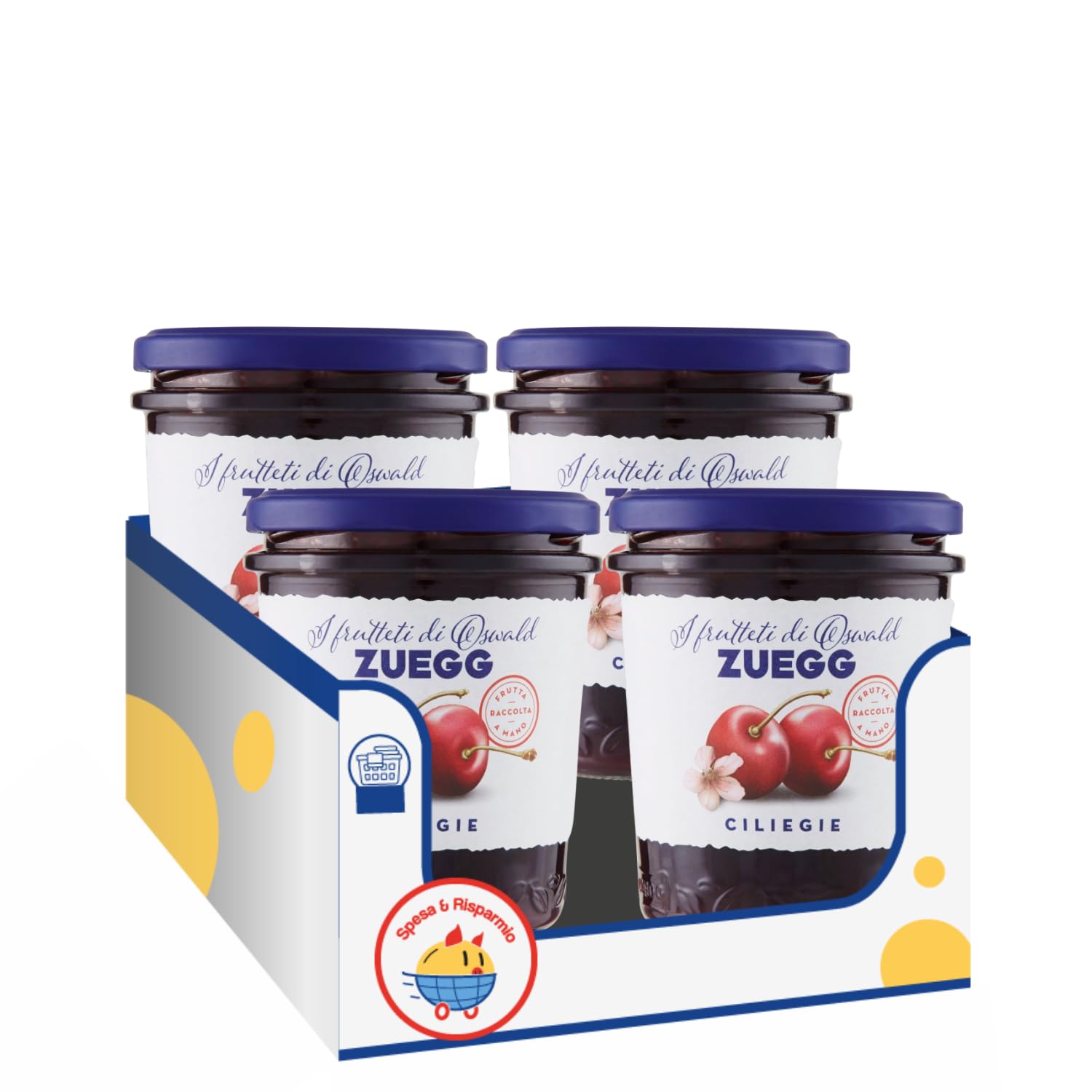 Confettura Extra di Ciliegie 320 g – Marmellata alla Frutta dal Gusto Dolce e Intenso Ideale per Colazione e Dolci – Variazioni 4/8/12 Pezzi (12 PEZZI)