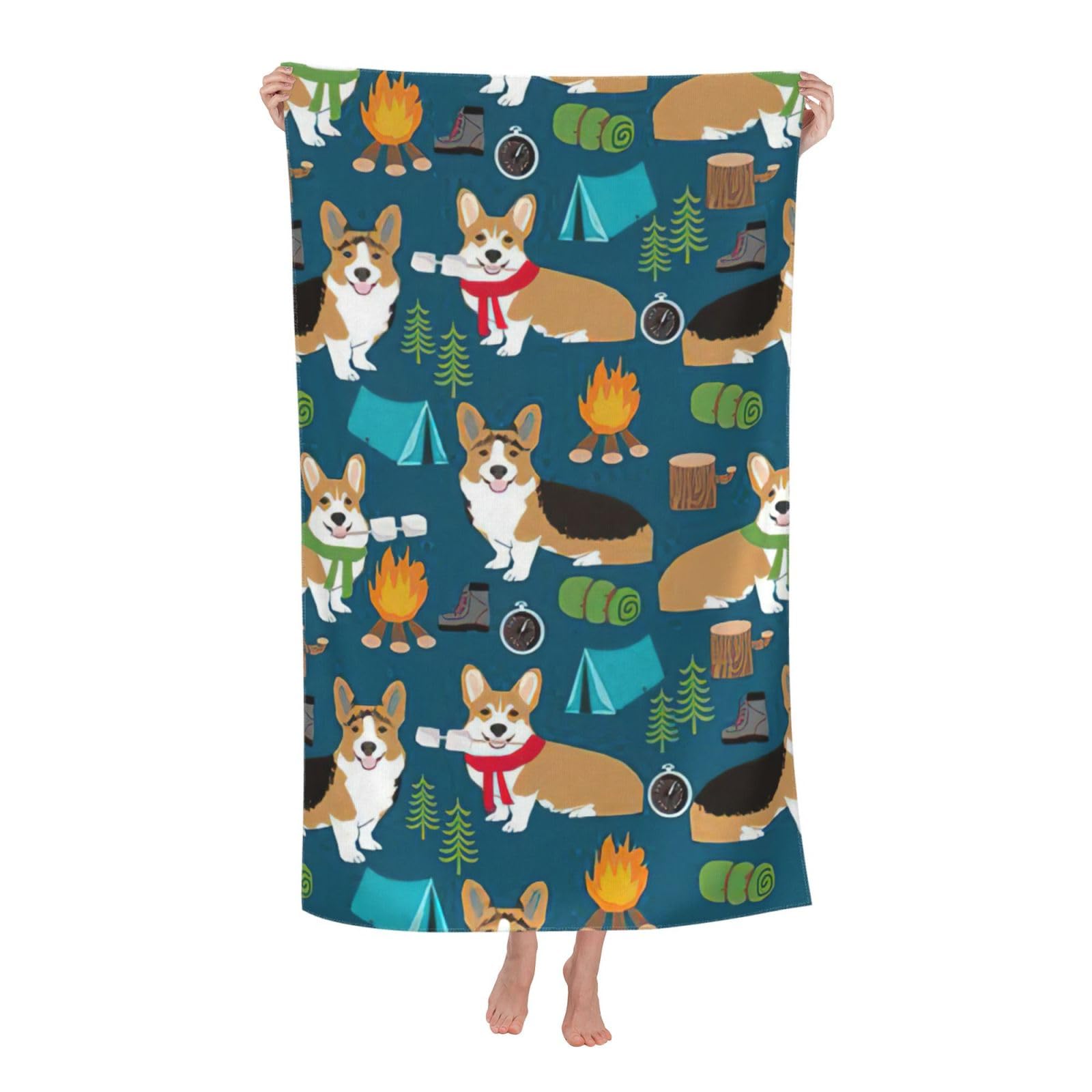 NImongt Corgi Print Oversized Adult Beach Towel For Travel Weekend Getaways Festivals Camping Trips