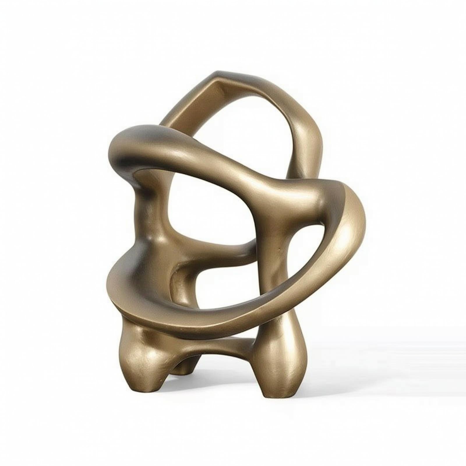 Colcolo Geometrische Skulptur Abstrakte Skulptur Dekofigur Kunstfigur Statue aus Harz mit Metalloptik Und Solidem Sockel für Wohnzimmer Esstisch Sideboard Schrank 25.5x18x31cm