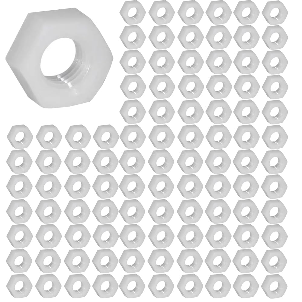 100Pcs M3 Nylon Hex Nuts Hexagon Screw Fastener Threaded Insert Locking