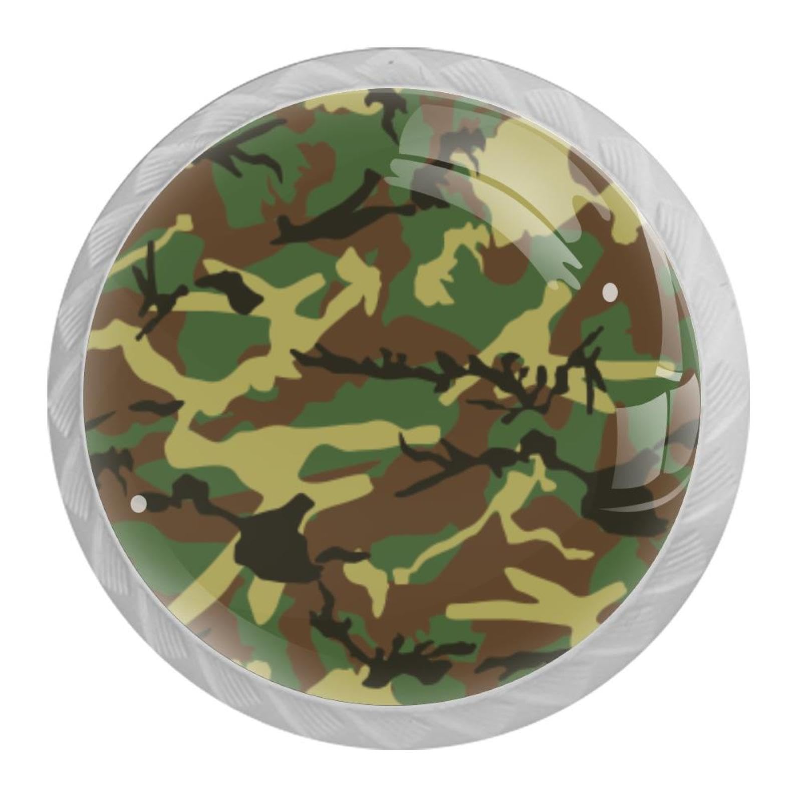 Tqmspg Multi03 4 Pieces Drawer Pulls Camouflage Pattern Door Knobs Dresser Handles For Kitchen Wardrobe Cupboard Hardware Furniture