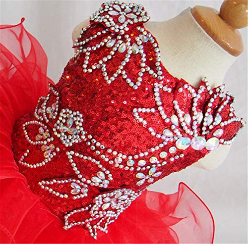 Junguan Baby Girls Handmade Cupcake Pageant Dress Little Girls Beaded Birthday Party Ball Gown Infant Princess Dress3