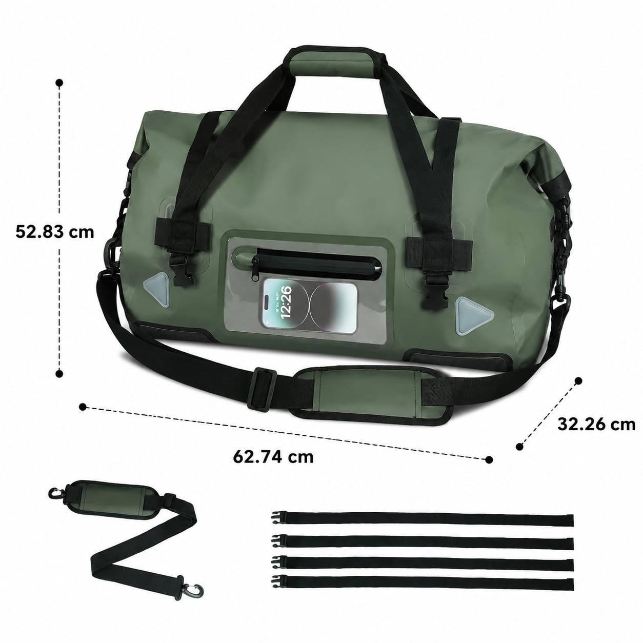 Amagogo Outdoor Waterproof Carrie Bagage Imperméable Sac de Transport Robuste Sac de Rangement de 75L en PVC Sac Multifonction avec Fermeture Roulée Adapté pour Randonnée Pêche, 70L